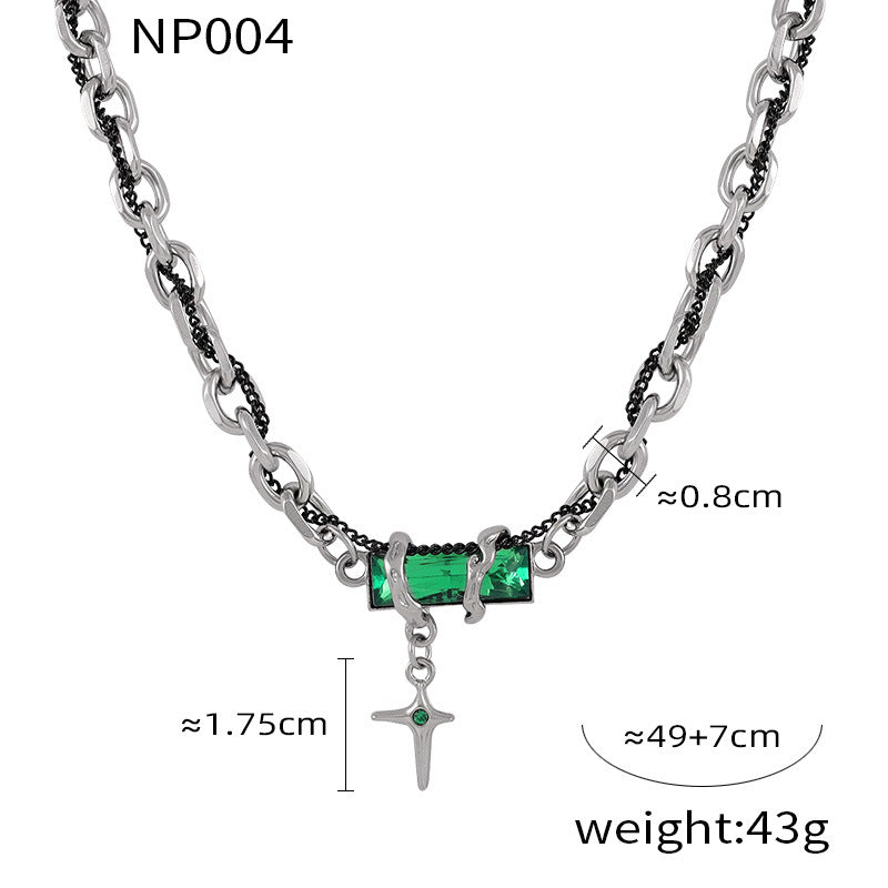 Wholesale  Hip-hop Style Winding Color Zircon Design Sense Cold Style Simple Titanium Steel Jewelry suit